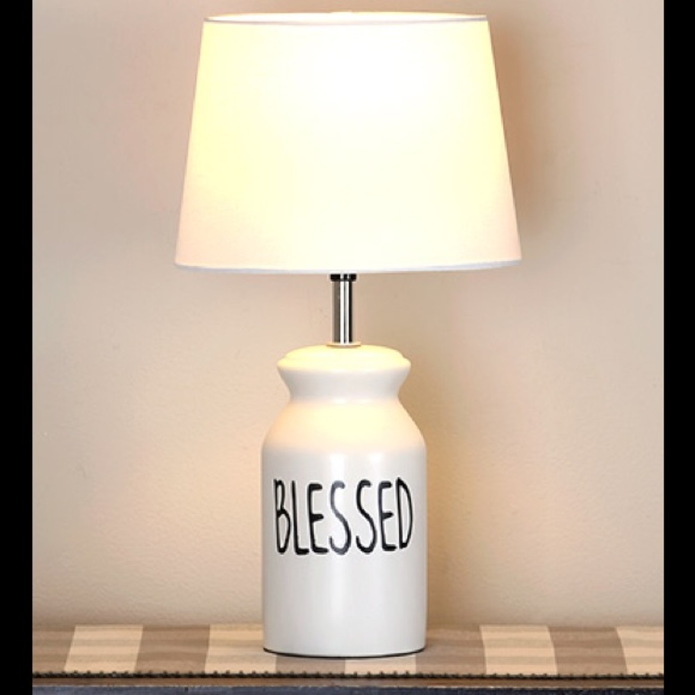 AUCTION PRICE👩🏻‍⚖️ Milk Can Farmhouse Lamp ~ BLESSED